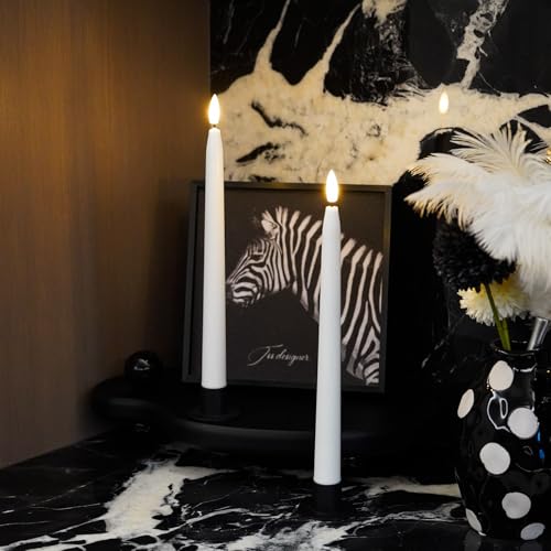 Image of Rhytsing 11 inches White Flameless Taper Candles with Timer, Battery Operated Led Candle Sticks Real Wax Finished for Home Decor, 2 Remotes Included - Set of 6