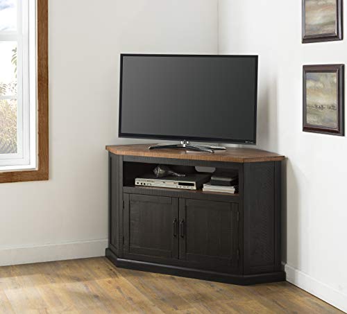 Martin Svensson Home Rustic Corner TV Stand, Antique Black and Honey Tobacco - Thumbnail 3