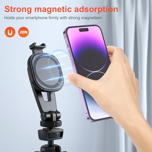 Image of Universal Magnetic Mobile Phone Holder - 360 Rotation, Strong Magnet, 1 /4 inch Interface Tripod Mount Stand for Video Recording, Photography & Vlogging (Mobile Magsafe Bracket K815)