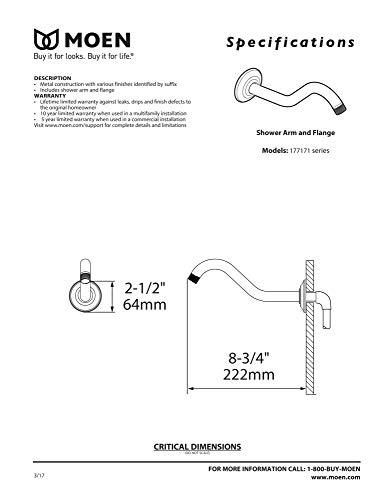 Moen Belfield Polished Nickel Shower Arm and Flange, 177171NL - image 3