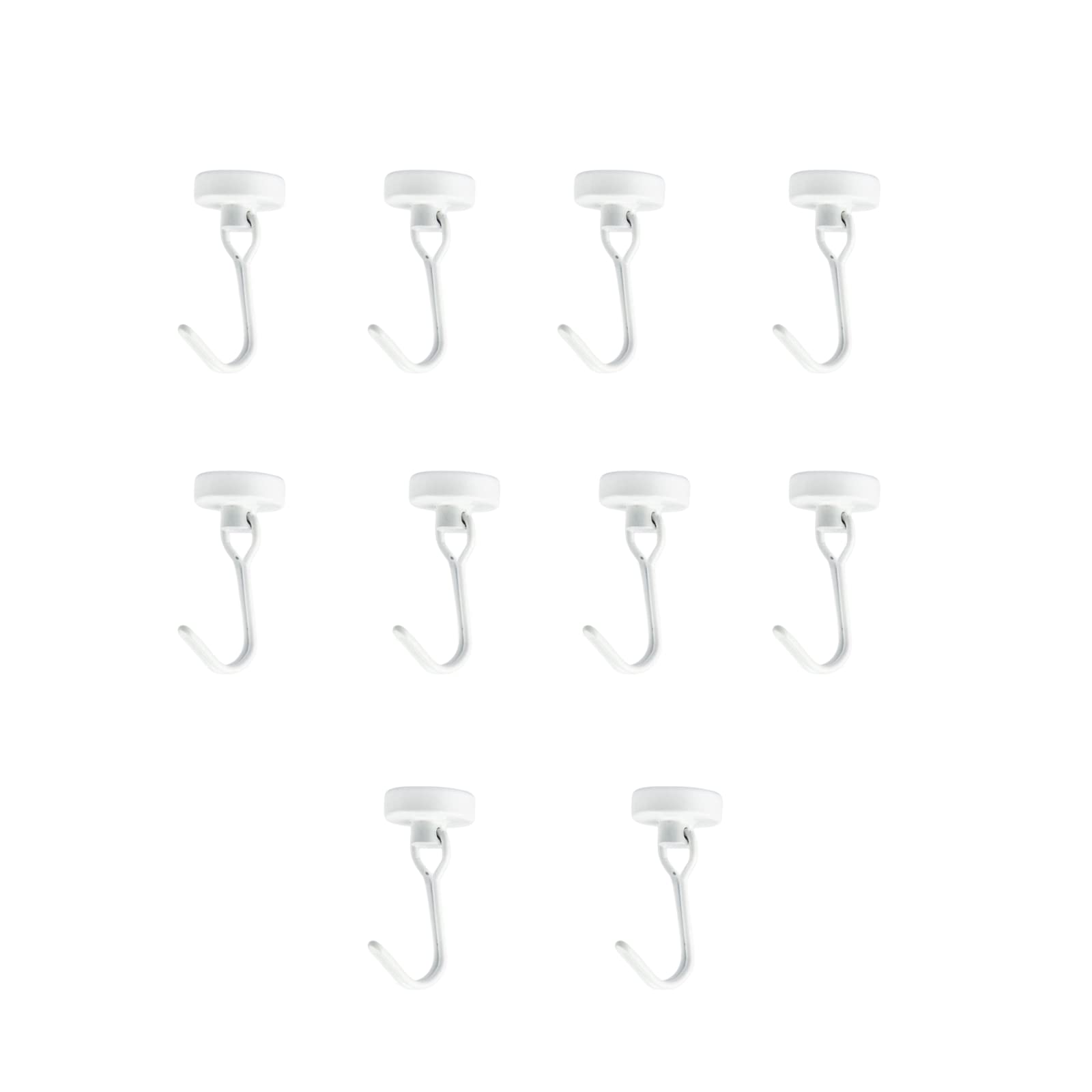 10Pack Magnetic Hooks Heavy Duty, Strong Swivel Magnet Hooks for Hanging, Magnetic Hooks with Storage Box for Grill, Cruise Cabins, Refrigerator, Classroom, Kitchen (8.5kg/19lb,White)