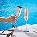 Oak & Steel - 4 Silver Stainless Steel Champagne Flutes 10 oz with Gift Box - Elegant, Solid & Unbreakable - Outdoor Parties, Picnic, Beach & Pool