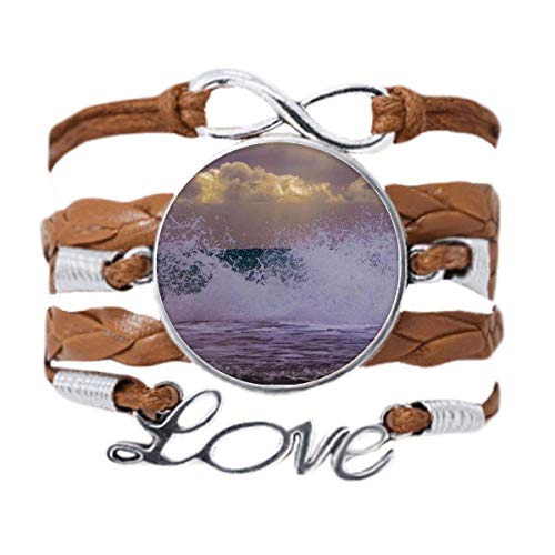 Bracelet en cuir noir motif océan pour vos sorties et voyages nature