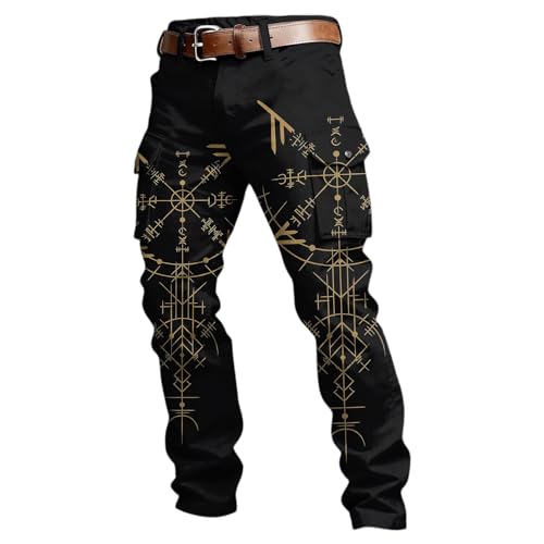 Pantalon cargo homme mythologie corbeau imprimé streetwear WWricotta ample à multi-poches