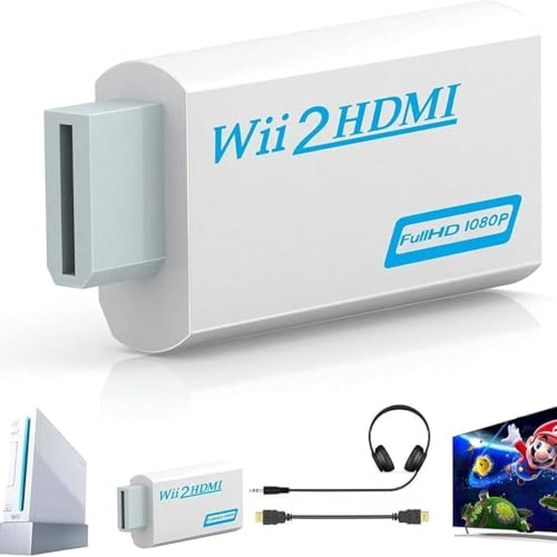 Adaptador Wii HDMI Convertidor de Vídeo Converter Full HD 1080P 3,5mm Salida de Audio Admite Todos Los Modos Pantalla for W-ii Display Modes NTSC para Nintendo Monitor Projector TV Juegos Proyector