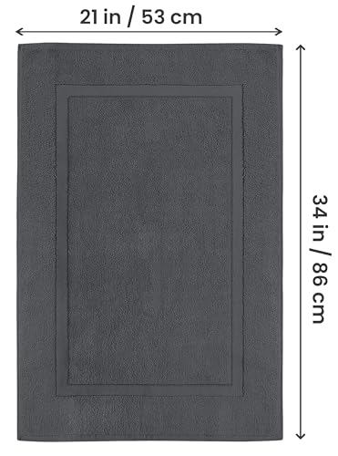 Utopia Towels Cotton Banded Rug, Bath Mats, Not a Bathroom Rug, 21 by 34 Inches, 100% Ring Spun Cotton, Highly Absorbent Shower Bathroom Floor Mat, Gray, 2 Pack