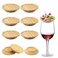 Bambus Weinglas Topper, 6 Pcs Weinglas Charcuterie Topper Aus Holz, Wine Glass Charcuterie Topper für Dessert Getränk Tasse Deckel Dekoration, Verhindert das Verspritzen von Rotwein