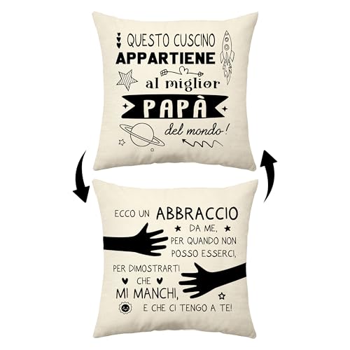 Aconesong Questo Cuscino Appartiene al Miglior Papà del Mondo Divertenti Copricuscini per Padre Regalo di Festa del Papa Regali di Compleanno Natale da Figlia Figlio (Papa)