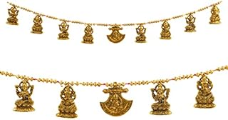 Lakshmi Ganesh Metal Toran Bandanwar Door Wall Hangings Decoration Indian Traditional Home Décor Good Luck Charm Decoration and Gifting for Home Office Temple Pooja Diwali Festival
