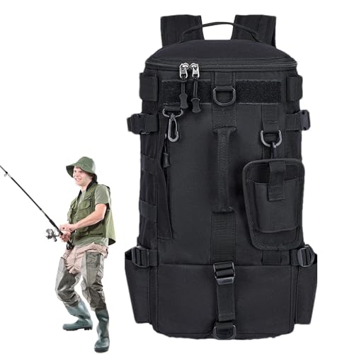 Sac à dos de pêche outdoor robuste en tissu renforcé avec porte-canne intégré