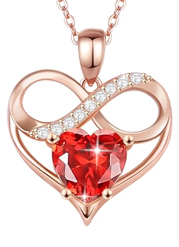 ousralia Rose Gold Heart Pendant Necklaces Infinity Heart Birthstone Necklace