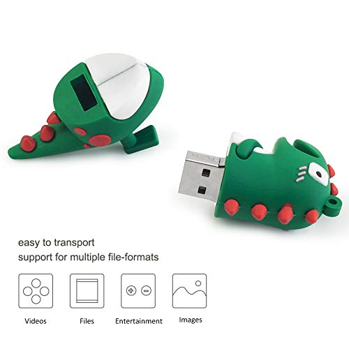 leizhan 32GB USB Flash Drive Cute Green Dinosaur Silicone Waterproof, Durable External Memory for Gifts - Image 4