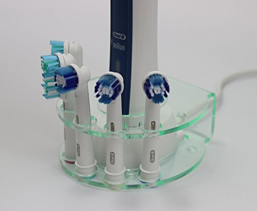 Plastic Online Ltd Electric Toothbrush Head Holder Stand For 5x Brush Heads (Light Green Tint)