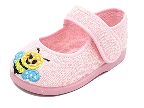 PULIDINES - P0935/5 Zapatilla de casa con Suela de Goma de Toalla para niña Bebé niña Talla: 24 Color: Rosa Cover
