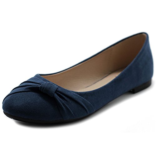Ollio Women's Shoe Ballet Faux Suede Flat ZM1815(10 B(M) US, Navy)