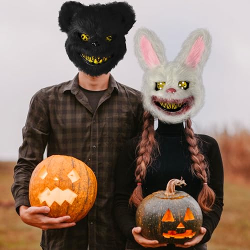 UNOLIGA Halloween Maske Horror Bärenmaske, Gruselige Halloween Maske für Erwachsene Kinder, Lustige Maske für Halloween Kostüm Karnevalsparty Cosplay Maskerade, Blutige Bären Maske