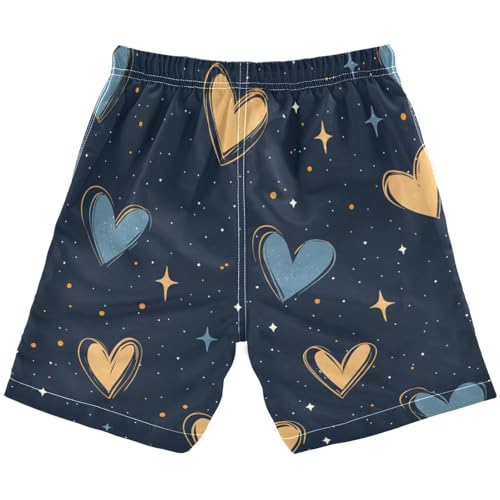 Boys Beach Board Shorts Heart Galaxy Love Swim Trunk Teen Swimwear2