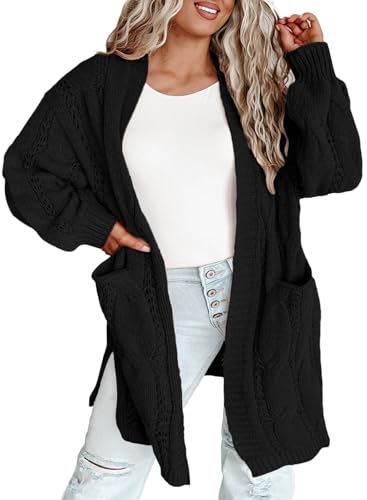 Eytino Plus Size Cardigans for Women Open Front Long Sleeves Lightweight Fall Sweaters with Pockets(1X-5X)