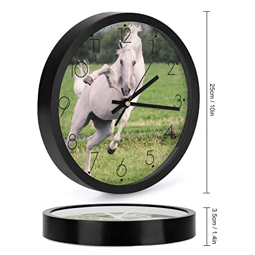 Horloge murale décorative cheval blanc grands chiffres chic