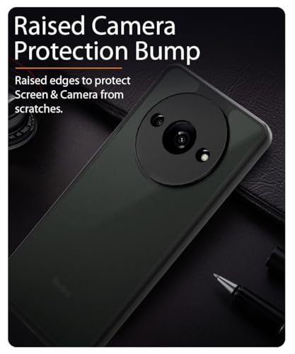 Image of WOW IMAGINE Translucent Hybrid Back Case Cover for Mi Redmi A3 2024 | Redmi A3X | Poco C61 Smoked Matte Back | Shock Proof 360 Degree Protection | Protective Hard Case - Matte Black