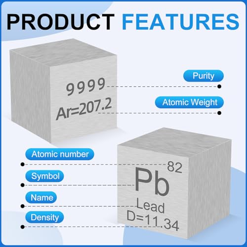 Image of 0.39 inch Lead Metal Element Cube 10MM Density Cubes 99.99% High Purity, Periodic Table of Elements Collection for Element Collections Hobbies, Pure Lead Cube(Pb 0.39 Inch)