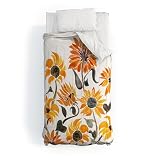 Society6 Comforter Set with 2 Pillowcases – Modern Bedding by Cat Coquillette – 100% Microfiber Polyester, Sunflower Watercolor Yellow, Twin/XL