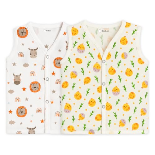Image of Kidbea Newborn Baby Jhabla Unisex - Organic Cotton Muslin Shirt | Soft & Breathable Summer Wear for Boys & Girls | Cute Prints Infant Clothing
