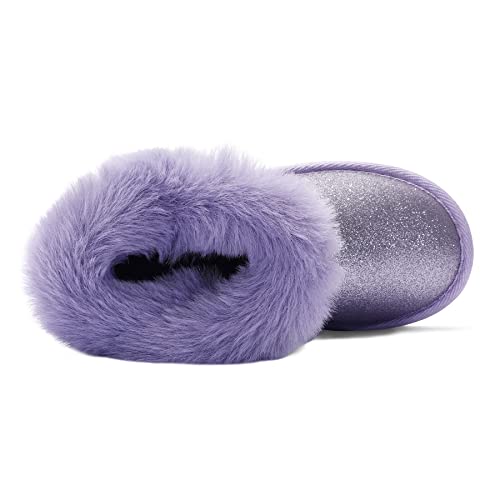 K KomForme Girls Snow Boots Warm Fur Lined Glitter Strap Winter Shoes Lightweight with Hook-and-loop(Toddler/Little Kids/Big Kids)3
