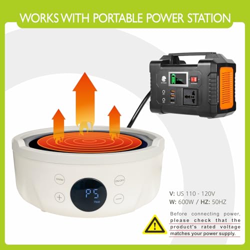Small Hot Plate Electric Mini - 600W,9 Heat Levels, Mini Hot Plate Electric,Perfect Size For Moka Pot, Making tea And More, Suitable For Kitchen, RV camping, Outdoor,120V by PICASORT - Used condition - Image 7