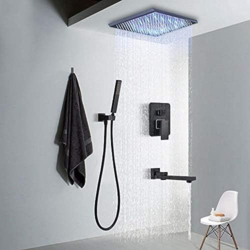 Ensemble de robinet de douche noir anti-traces avec mitigeur trois sorties - 2