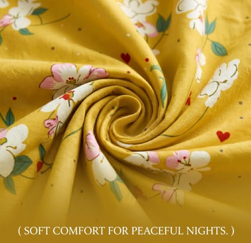 Image of BSB HOME 210 TC Cotton Feel Double Bedsheet with 2 Pillow Covers, Soft & Breathable Floral Printed Bed Sheet, Easy Care Bedding for Bedroom - 86 x 88 Inches (218 x 224 cm) (Mustard Yellow)