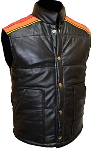 Men's Vintage Tyler Durden Fight Club Biker Rider Simpson Puffer Cafe Racer Lambskin Leather Vest3