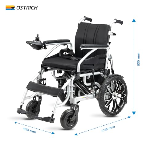 Image of Ostrich Mobility Rocky 250 Foldable Electric Wheelchair for Adults & Seniors - Compact, Portable, 120kg Capacity, 6kmph Speed, Safety Brakes, Comfortable Cushion, Durable Steel Frame Power Chair