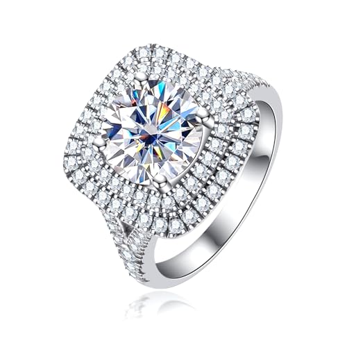 Halo Moissanite Engagement Rings 3.75cttw D Color VVS1 925 Sterling Silver Vintage Anniversary Wedding Promise Ring for Women with Certificate