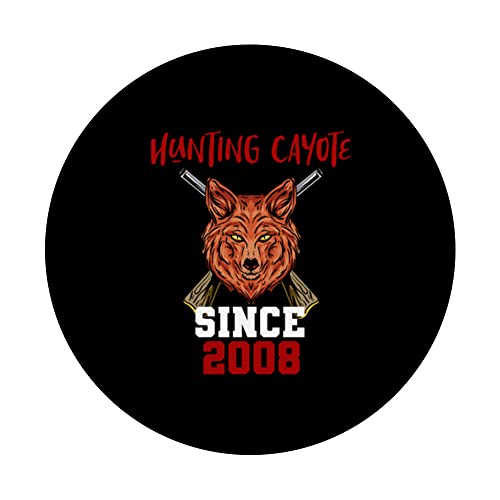 Hunting cayote since 2008 PopSockets Swappable PopGrip, Black - Image 3