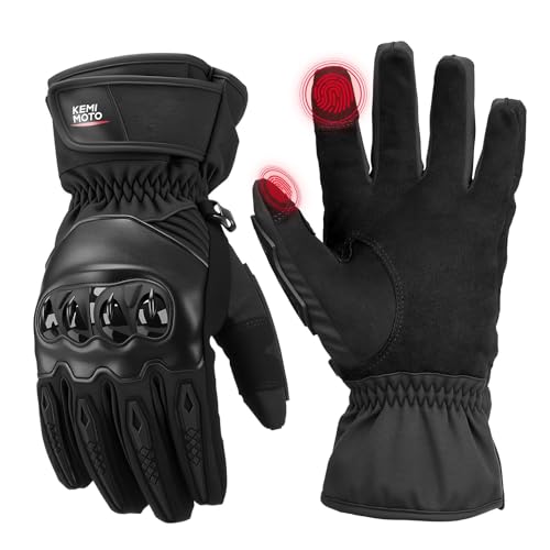 KEMIMOTO Winter Warm Motorcycle Gloves, Rainproof Waterproof Riding Gloves with Touchscreen for Motorcycle Riding, ATV, UTV, Snowmobile