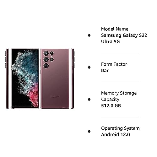 Image of Samsung Galaxy S22 Ultra 5G (12GB, 512GB Storage) Without Offer, Dark Red