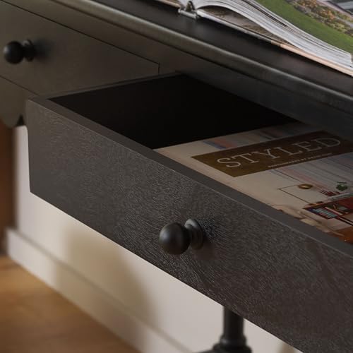 SAFAVIEH Furniture - Haven 2-Drawer Writing Desk - Matte Black - Solid Wood - Classic Storage Design - Ideal for Home Office Den Living Room 42.1 W x 18.9 D x 29.5 H (DSK5715B)