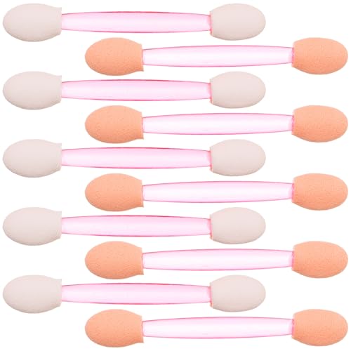 DECORNIJIA 100個 使い捨てダブルヘッドアイシャドウブラシ 軽量ポータブル両面スポンジアイシャドウスティック メイクアップツール女性用携帯