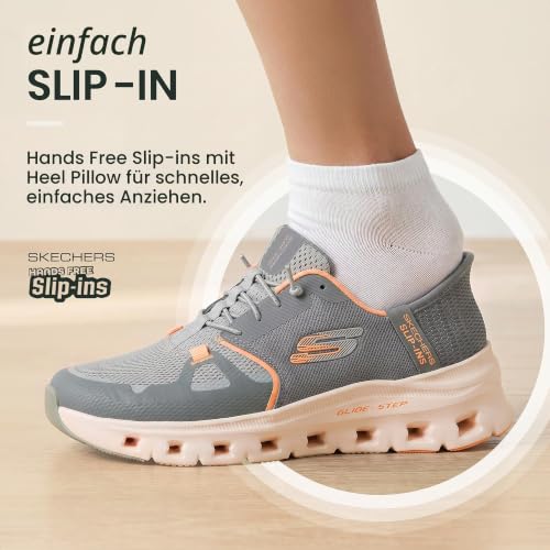 Skechers Damen Glide-Step Pro Turnschuhe, Gray Mesh/Orange Trim, 41 EU – Ansicht 6