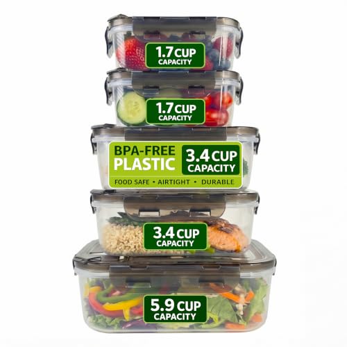 Image of Food Containers with Lids Leakproof - 5 Pack Assorted Sizes