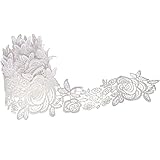White Lace Trim Vintage Lace Ribbon Flower Leaf Solid Crochet Hollow Embroidery Laces Fabric for Bridal Wedding Decoration Christmas Gift Package DIY Sewing Craft Supply (Style 7)