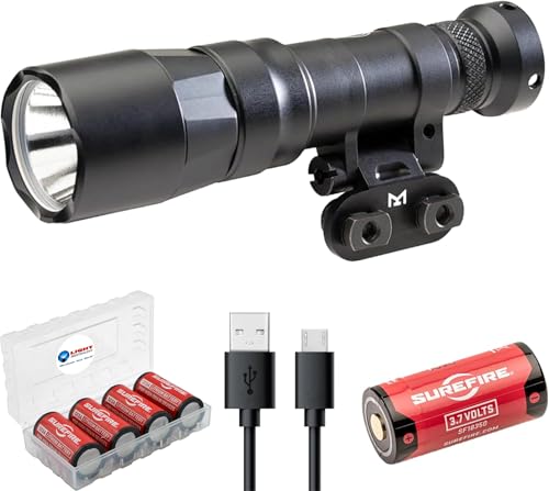 Sure Fire Turbo Mini Scout Light Pro LED Weapon Light, 650 Lumen, Black (M340DFT-BK-PRO) Combo with 4 Extra CR123A Batteries and a Lightjunction Battery Cases