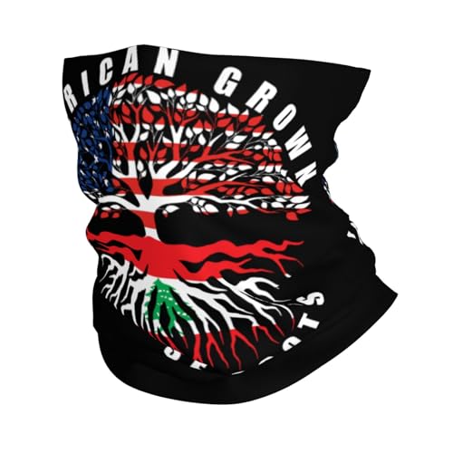 American Grown with Lebanese Roots Lebanon Flag Neck Gaiter Balaclava Face Mask for Men Women Patriotic Design Seamless Bandana Cover Scarf Headwear Headband Head Wrap White
