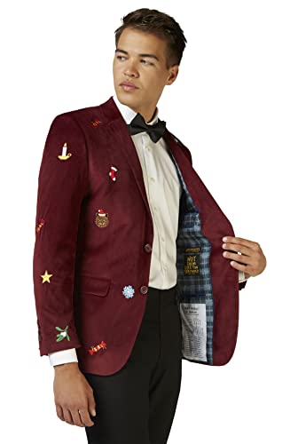Opposuits Deluxe Men's Christmas - X-Mas Icons - Deep Burgundy Blazer - Christmas - Xmas Parties - Stylish, Jacket - Red - Size Us 42 #TOP5