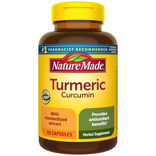 Nature Made Turmeric Curcumin 500 mg, Turmeric Curcumin Supplement for Antioxidant Support, Herbal Supplements, 120 Capsules, 120 Day Supply