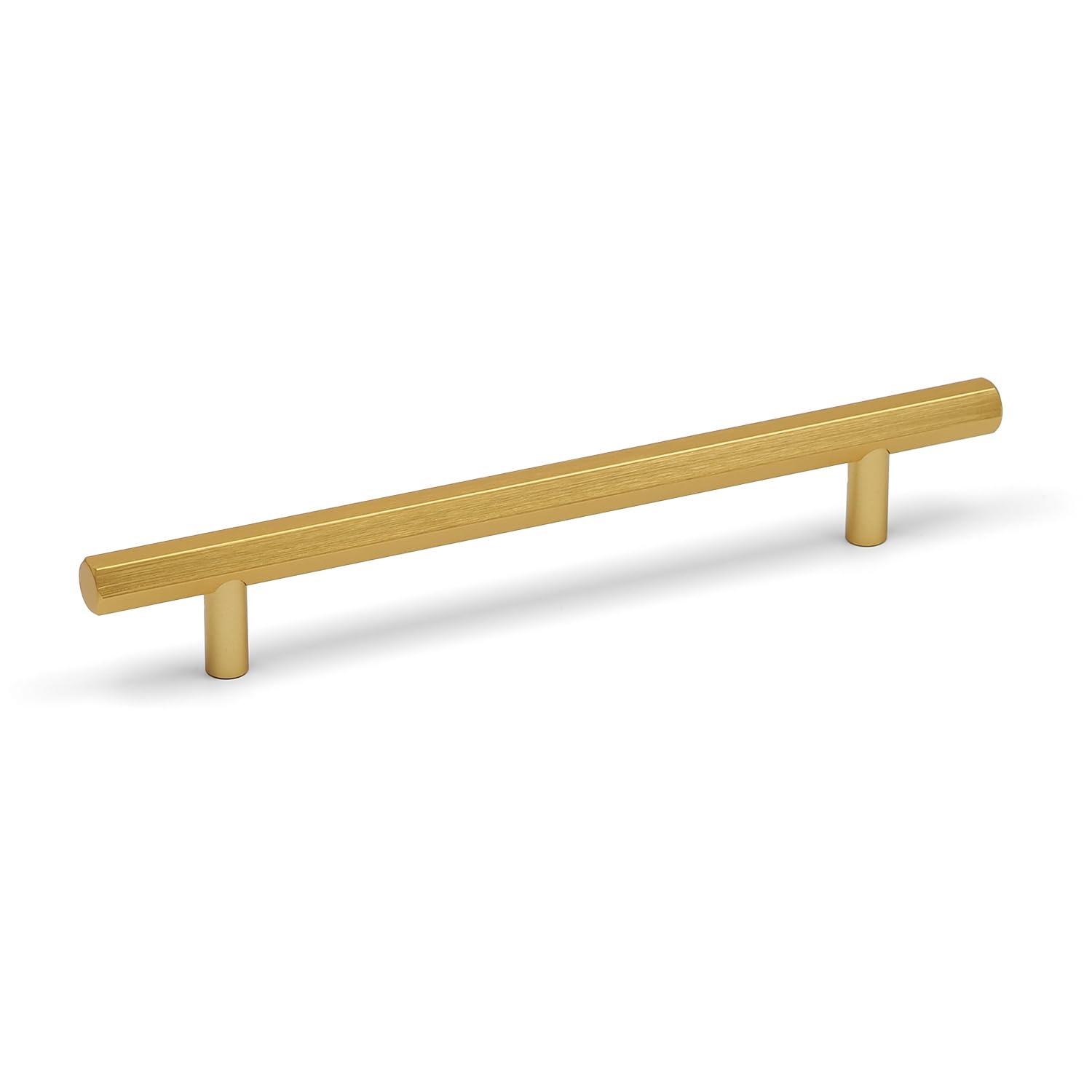 Handle & Home Brushed Brass 160Mm Hexagon Bar Handle Brushed Cabinet Cupboard Door Drawer T-Bar Pull