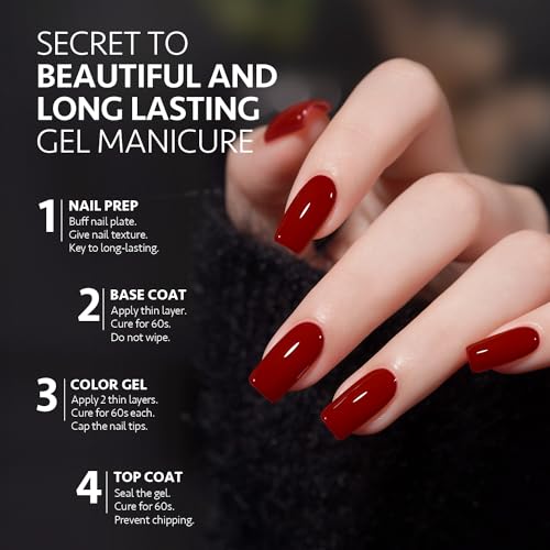 Image of GAOY Burgundy Red Gel Nail Polish Set 6 Colors Including Dark Cherry Wine Red Gel Polish Kit U V LED Soak Off Home DIY Manicure Nail Salon Varnish