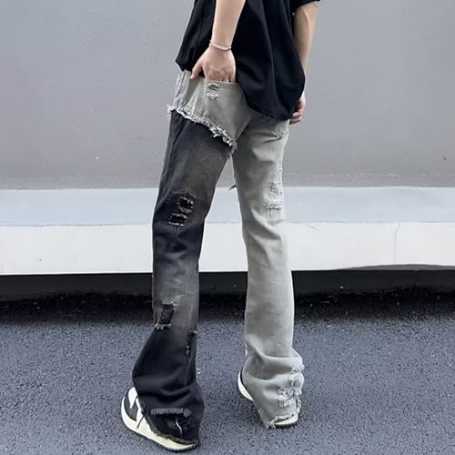 Men's Ripped Patchwork Jeans Comfort Skinny Biker Denim Pants Straight Leg Flex Waist Casual Jean3