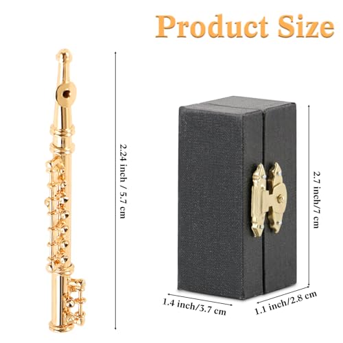 Image of EASTROCK Flute Brooch Pin, 2.2In Gold Plating Flute Pin, Mini Flute Brooch with Case for Music Festival Music Lover Home Decoration, Flute Gift